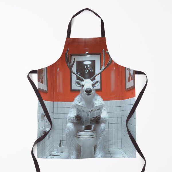 Item preview, Reindeer Caribou Newspaper Bathroom Humor White Orange Restroom Scene designed and sold by earlobejerk.