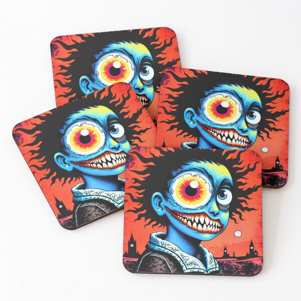 Item preview, Creepy Cute Boy Portrait with Giant Eye and Sharp Teeth | Dark Grunge Art designed and sold by QQQueen.