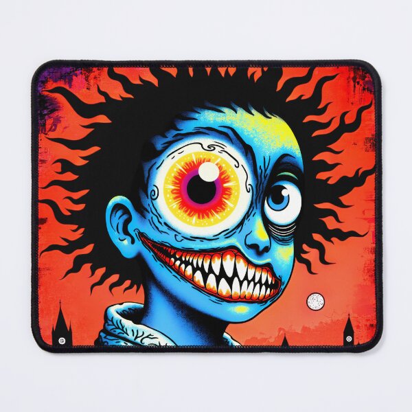 Item preview, Creepy Cute Boy Portrait with Giant Eye and Sharp Teeth | Dark Grunge Art designed and sold by QQQueen.