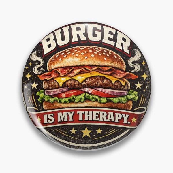 Item preview, Burger Is My Therapy: Wellness Motivation Vintage Badge Design designed and sold by irfanshikh.