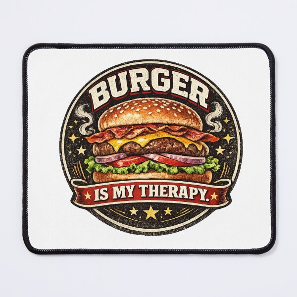 Item preview, Burger Is My Therapy: Wellness Motivation Vintage Badge Design designed and sold by irfanshikh.