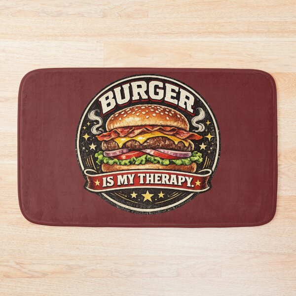 Item preview, Burger Is My Therapy: Wellness Motivation Vintage Badge Design designed and sold by irfanshikh.