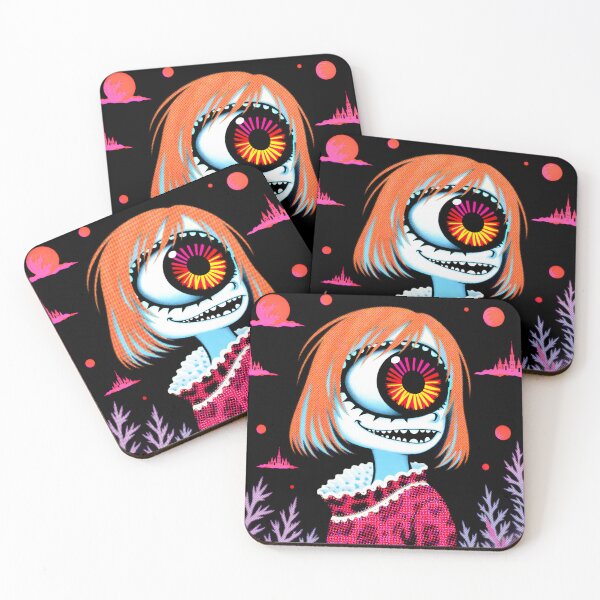 Item preview, Creepy Cute One Eyed Girl Portrait | Gothic Horror Grunge Illustration designed and sold by QQQueen.