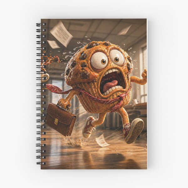 Item preview, Funny Muffin Running Late for Work Office Panic Cartoon designed and sold by ComedyInkFactor.