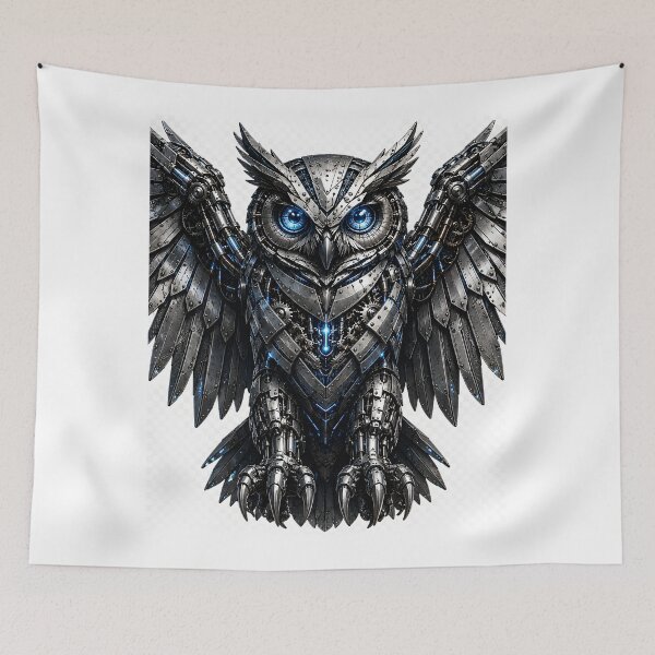 Item preview, Steel Owl V4 – Cybernetic Mechanical Owl | Industrial Metal Bird | Futuristic Robotic Owl Art T-Shirt designed and sold by SteelCoat Studio.
