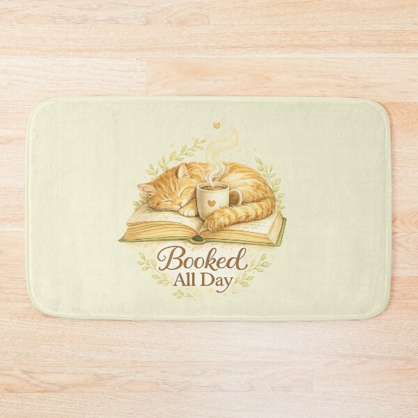 Item preview, Booked All Day | Cozy Cat Reading Watercolor Design designed and sold by NovaNest  Studio.
