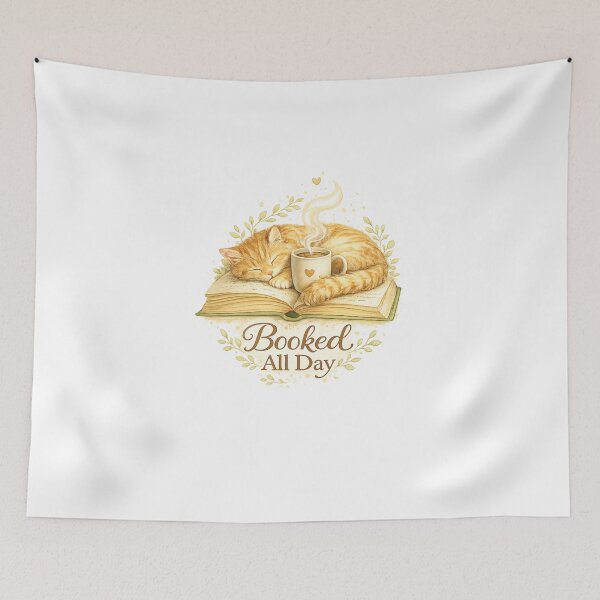Item preview, Booked All Day | Cozy Cat Reading Watercolor Design designed and sold by NovaNest  Studio.