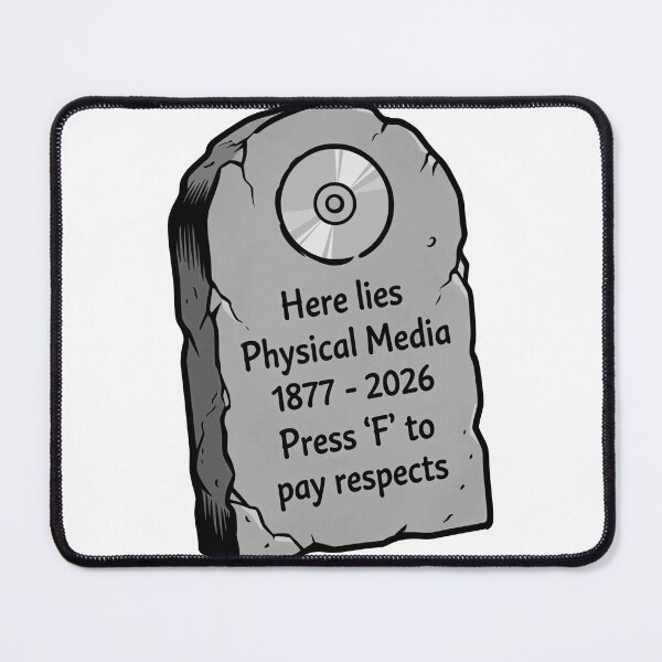 Item preview, Here Lies Physical Media Gravestone Funny Gaming CD Disc RIP Gamer Gift designed and sold by Chrono Design Workx.