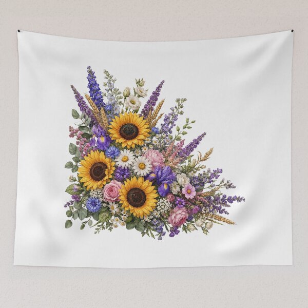 Item preview, Vintage Botanical Sunflower Floral Arrangement designed and sold by PetalGarden.