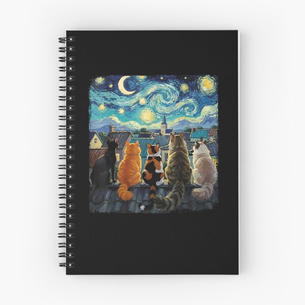 Item preview, Funny Cat Starry Night Van Gogh Style Rooftop Scene Tees designed and sold by MatherFisher.
