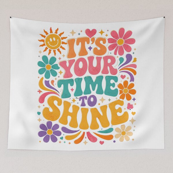 Item preview, It's Your Time to Shine Retro 70s Psychedelic Groovy Floral Motivational T-Shirt designed and sold by CosmoMerchStore.