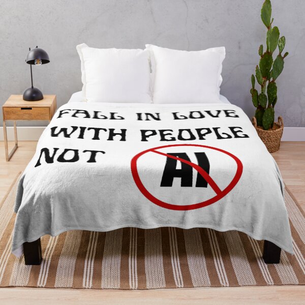 Item preview, FALL IN LOVE WITH PEOPLE NOT AI (ANTI GENERATIVE AI) designed and sold by Kamikrazes.