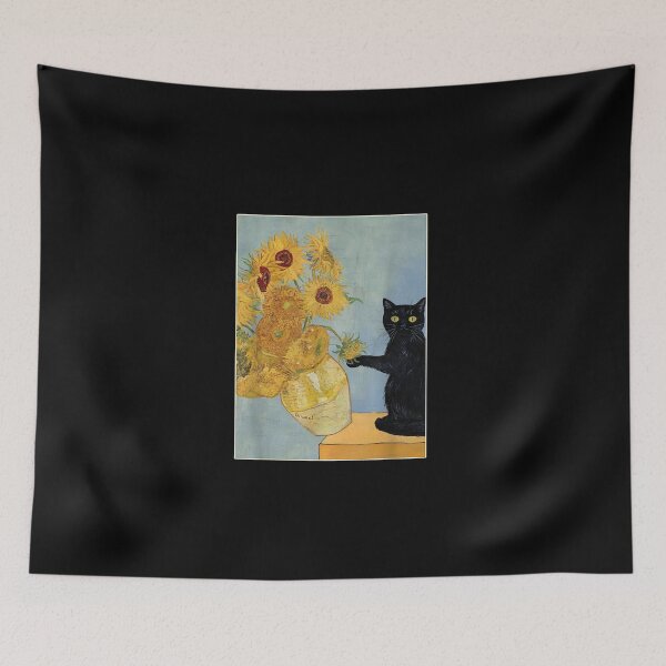 Item preview, CFunny Cat & Sunflowers Van Gogh Art Parody Vintage Tee  designed and sold by MatherFisher.