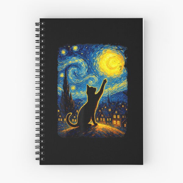 Item preview, Funny Black Cat Starry Night Van Gogh Art T Shirts for Cat Lovers Mom Dad Tees designed and sold by MatherFisher.