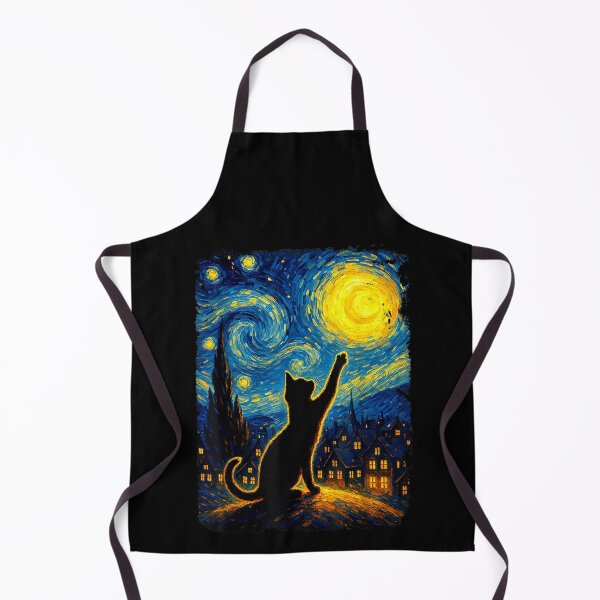 Item preview, Funny Black Cat Starry Night Van Gogh Art T Shirts for Cat Lovers Mom Dad Tees designed and sold by MatherFisher.