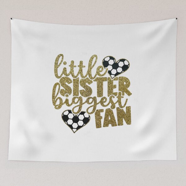Artikelvorschau, Glitzerndes Fußballdesign für kleine Schwester, größter Fan entworfen und verkauft von Your Favorite Store.
