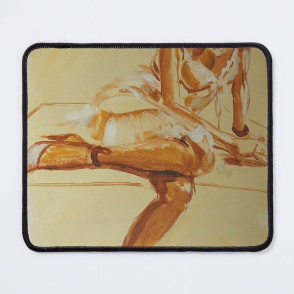Item preview, Blonde woman in dress leaning in chair designed and sold by MikeJory.
