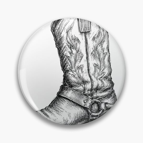 Item preview, Vintage Cowboy Boot Hand-Drawn Ink Sketch designed and sold by Piising.
