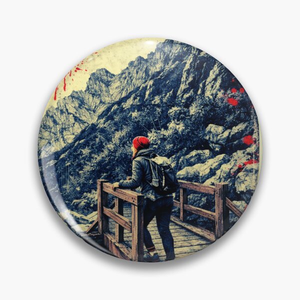 Item preview, On the Way to Rysy – Trash‑Polka Mountain Bridge Art designed and sold by GabeMountainArt.