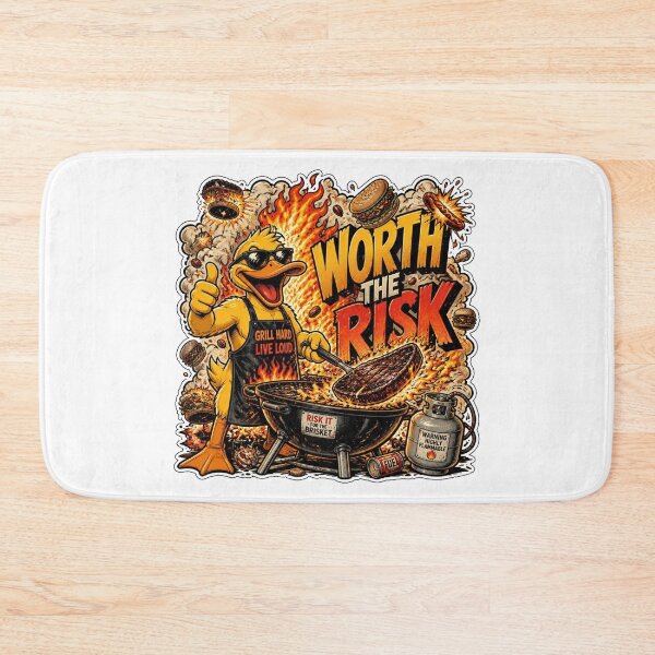 Item preview, Worth The Risk Funny BBQ Duck Vintage Comic Grill designed and sold by Cavalier-org.