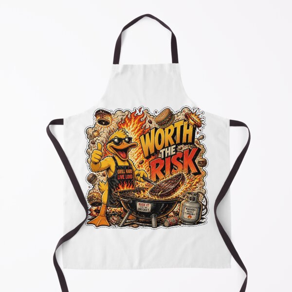 Item preview, Worth The Risk Funny BBQ Duck Vintage Comic Grill designed and sold by Cavalier-org.
