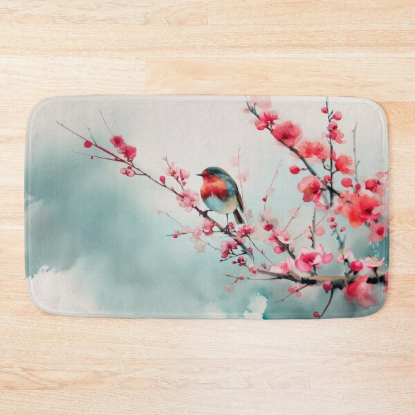 Item preview, A Robin perched on blooming branches, Birds in Motion designed and sold by CDC40.