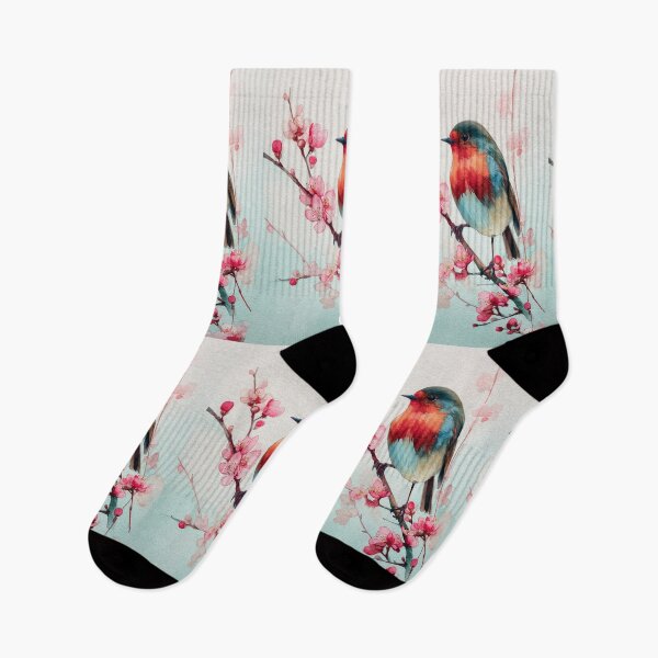 Item preview, A Robin perched on blooming branches, Birds in Motion designed and sold by CDC40.