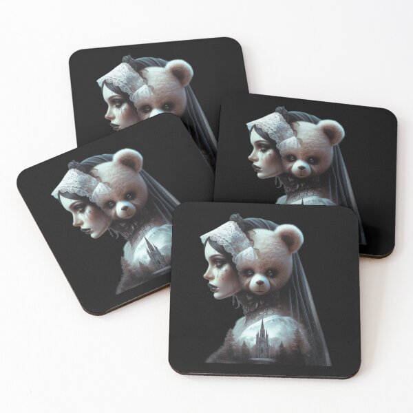 Item preview, Gothic Bride and Teddy Bear with Dark Cathedral Art designed and sold by LujziWorld.