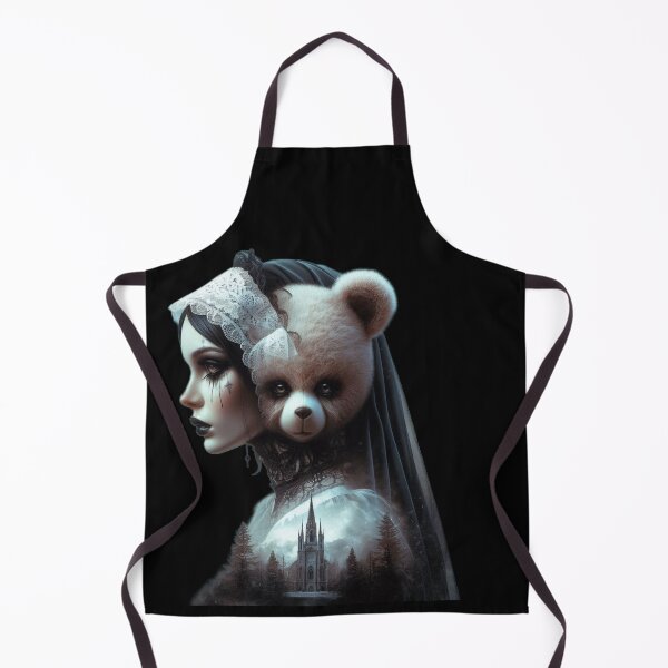 Item preview, Gothic Bride and Teddy Bear with Dark Cathedral Art designed and sold by LujziWorld.