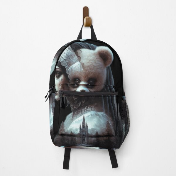 Item preview, Gothic Bride and Teddy Bear with Dark Cathedral Art designed and sold by LujziWorld.