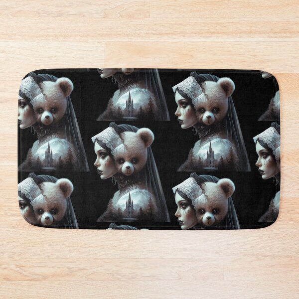 Item preview, Gothic Bride and Teddy Bear with Dark Cathedral Art designed and sold by LujziWorld.