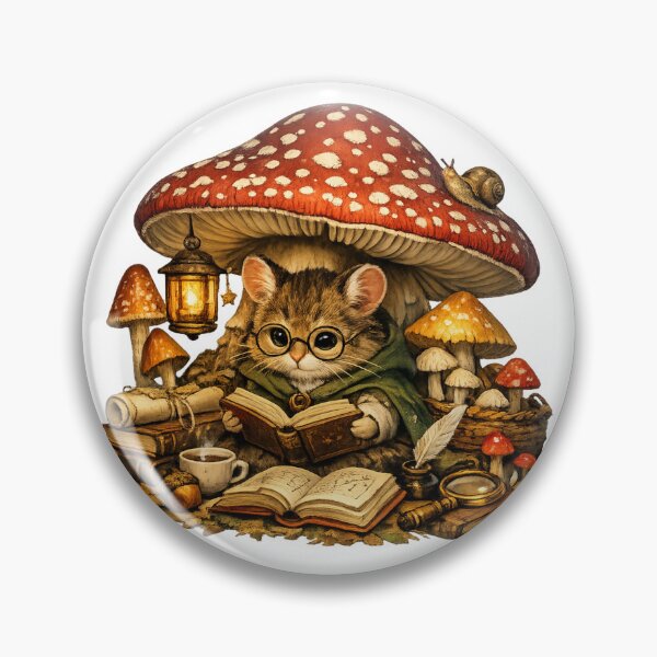 Item preview, Whimsical Mushroom Reading Mouse – Cozy Forest Book Art designed and sold by EdgeSphere.