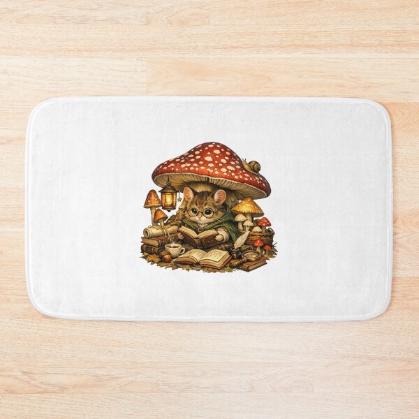 Item preview, Whimsical Mushroom Reading Mouse – Cozy Forest Book Art designed and sold by EdgeSphere.