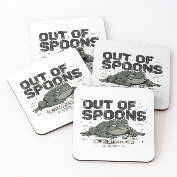 Item preview, Out of Spoons Sad Frog Spoon Theory Retro Burnout Funny T-Shirt designed and sold by Arextr.
