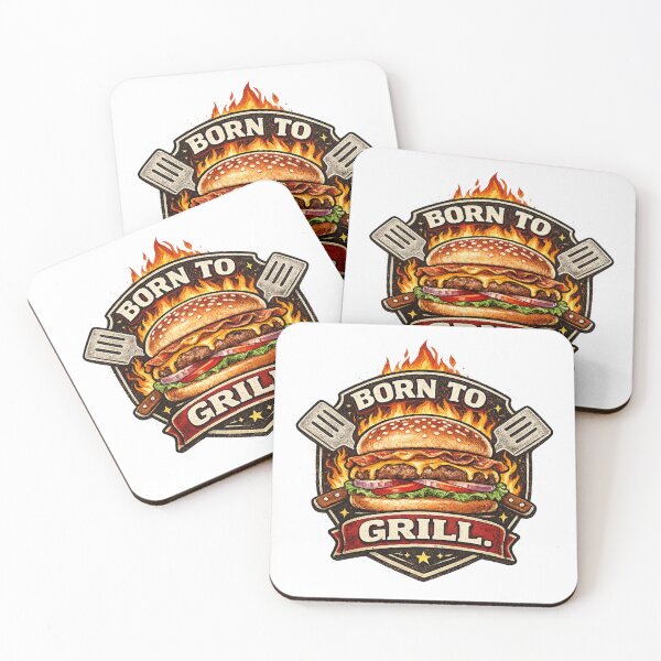 Item preview, Born To Grill: BBQ Flame Motivation Lifestyle Badge Design designed and sold by irfanshikh.