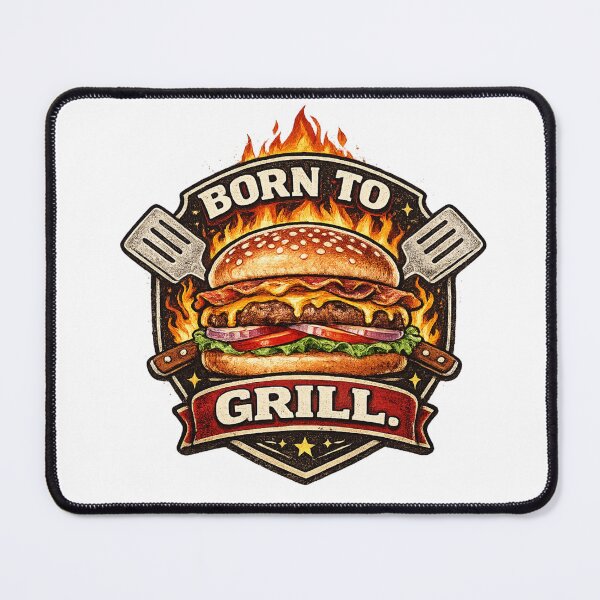 Item preview, Born To Grill: BBQ Flame Motivation Lifestyle Badge Design designed and sold by irfanshikh.