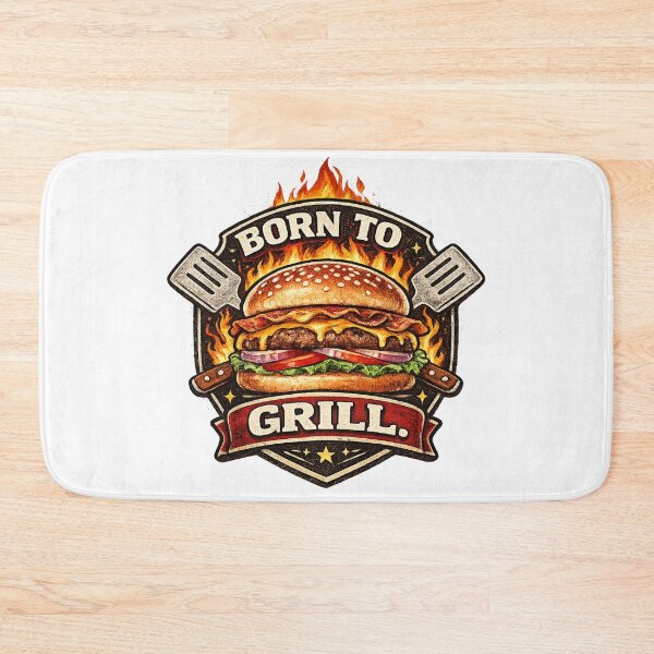 Item preview, Born To Grill: BBQ Flame Motivation Lifestyle Badge Design designed and sold by irfanshikh.
