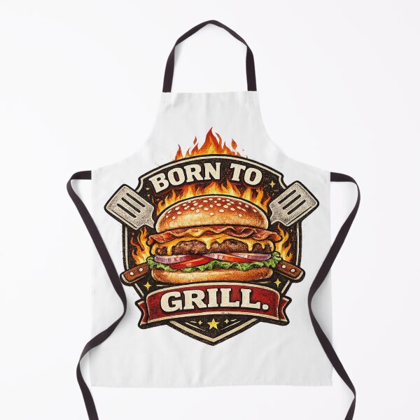 Item preview, Born To Grill: BBQ Flame Motivation Lifestyle Badge Design designed and sold by irfanshikh.