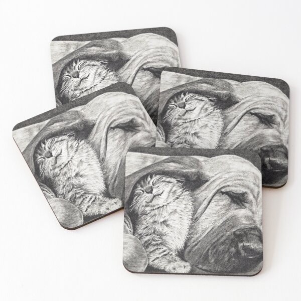 Item preview, Best Friends Nap - Black and White Pet Art designed and sold by BoyanVBart.