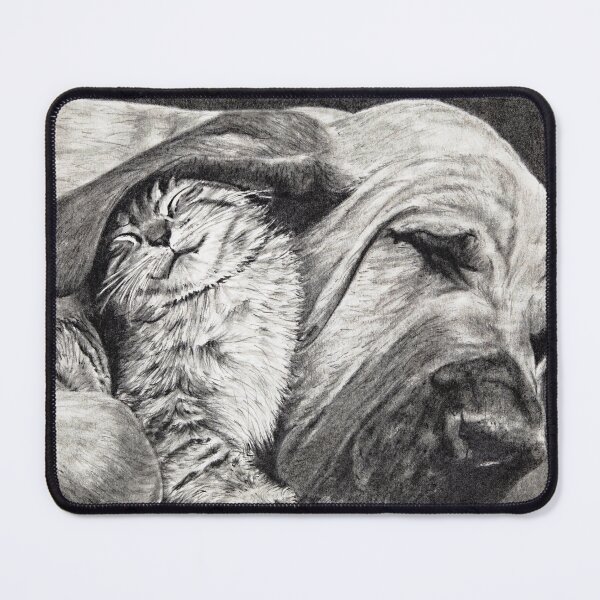 Item preview, Best Friends Nap - Black and White Pet Art designed and sold by BoyanVBart.