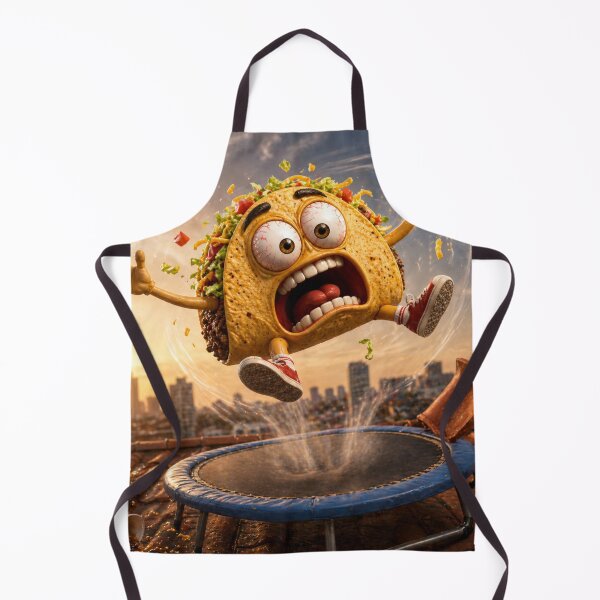Item preview, Funny Taco Bouncing on a Trampoline Chaotic Cartoon designed and sold by ComedyInkFactor.