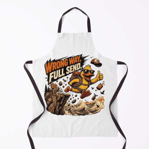 Item preview, Wrong Way Full Send Funny Hiking Duck Comic designed and sold by Cavalier-org.