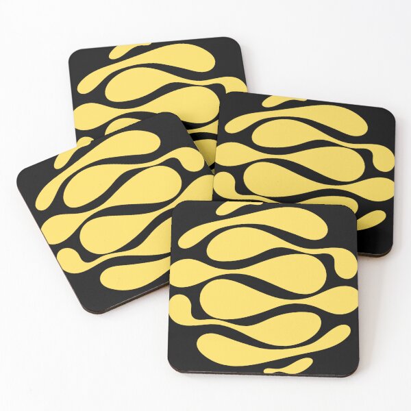 Item preview, Abstract Organic Black Waves on Yellow | Modern Minimalist Pattern designed and sold by Krystek-Studio .