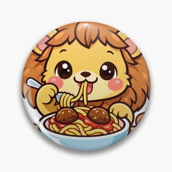 Item preview, Cute Lion Spaghetti - Kawaii Baby Lion Eating Meatballs Sticker designed and sold by AuraArtistica.