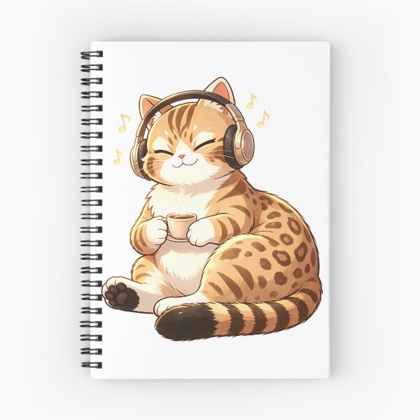 Item preview, Cozy Vibes - Felis Nigripes Cat Listening to Music with Coffee designed and sold by ABYSSLAB.