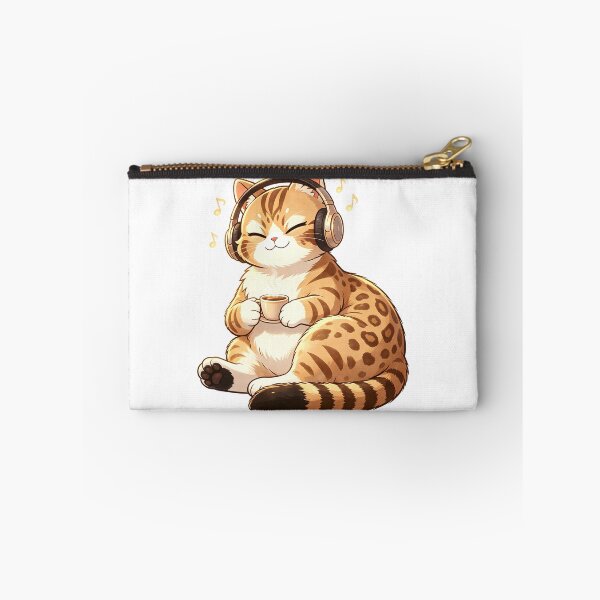 Item preview, Cozy Vibes - Felis Nigripes Cat Listening to Music with Coffee designed and sold by ABYSSLAB.