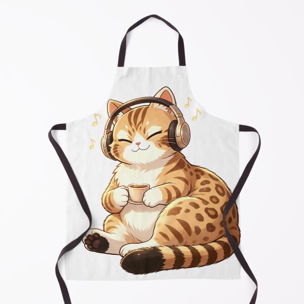 Item preview, Cozy Vibes - Felis Nigripes Cat Listening to Music with Coffee designed and sold by ABYSSLAB.