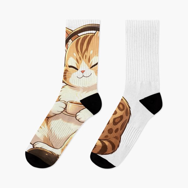 Item preview, Cozy Vibes - Felis Nigripes Cat Listening to Music with Coffee designed and sold by ABYSSLAB.