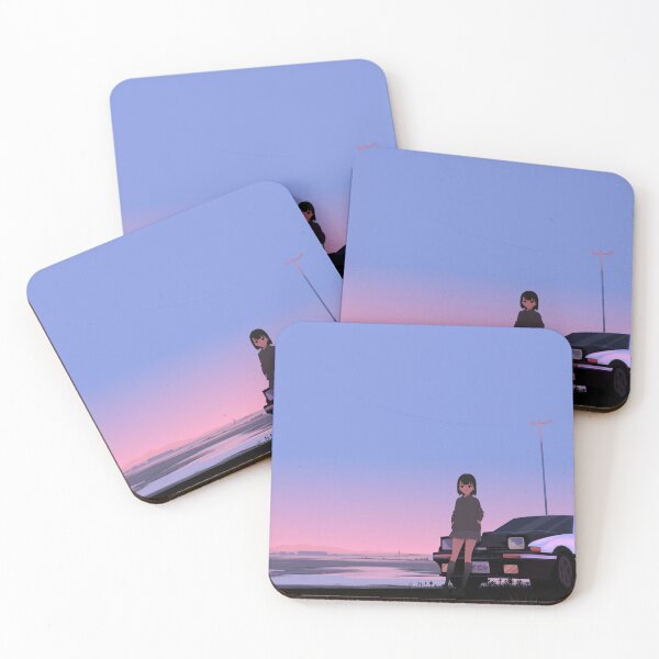 Item preview, Anime Girl with AE86 Trueno at Sunset designed and sold by ButimarArt.