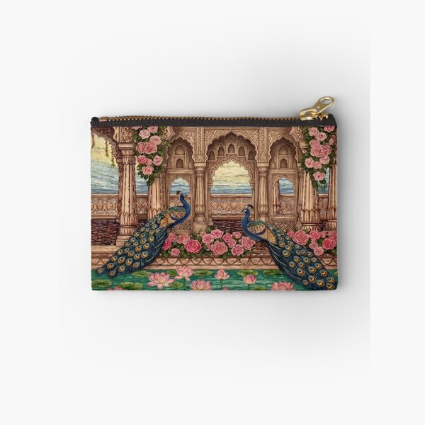 Item preview, Royal Peacock Palace Art Print – Indian Mughal Garden Illustration with Lotus Pond, Taj Mahal Inspired Vintage Architecture Wall Art Decor designed and sold by RSDigitalPrintDesign.